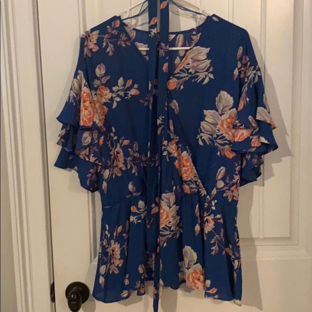 Floral faux wrap top